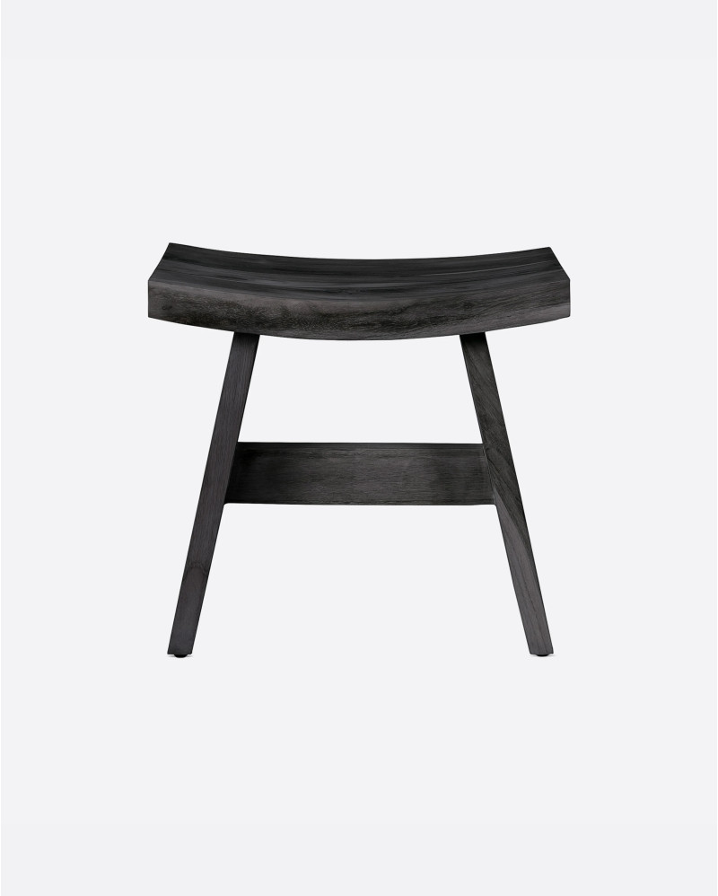 Tabouret U en bois de teck 47 x 26 x 45 cm en couleur noire