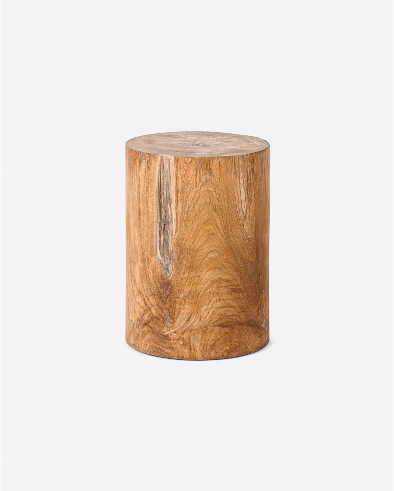 SOLID cylindrical teak wood stool Ø 30 cm x 45 cm high