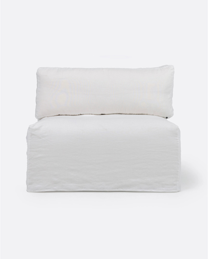 BEETHOVEN sofa central unit with cover in linen 100 x 100 x 80 cm in white colour