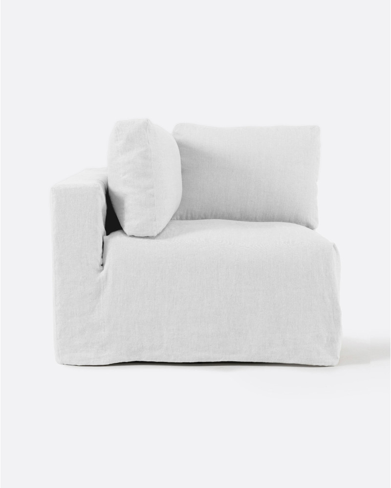 BEETHOVEN sofa end unit with cover in linen 100 x 100 x 80 cm in white colour