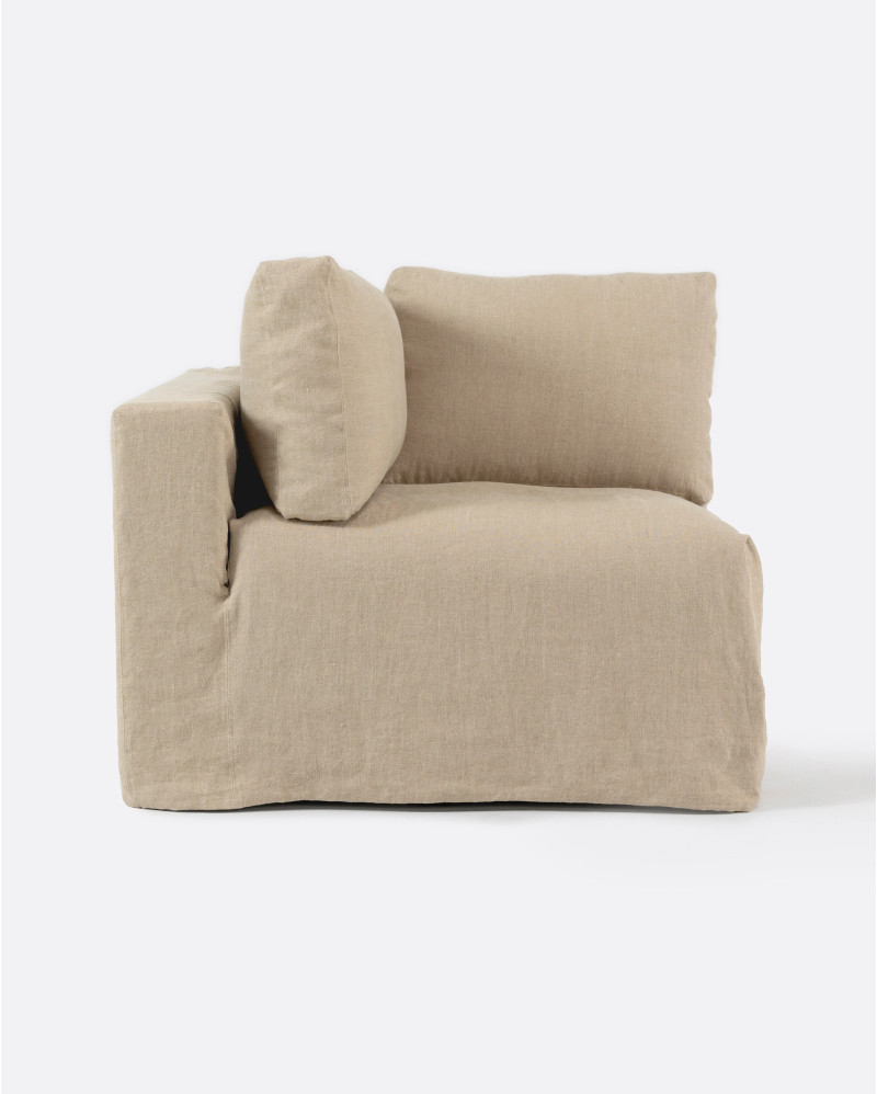 BEETHOVEN sofa end unit with cover in linen 100 x 100 x 80 cm in natural colour