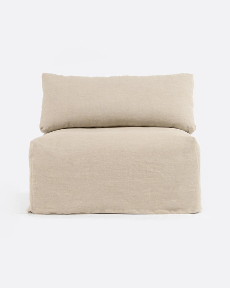 BEETHOVEN sofa central module with cover in linen 100 x 100 x 80 cm in cross colour