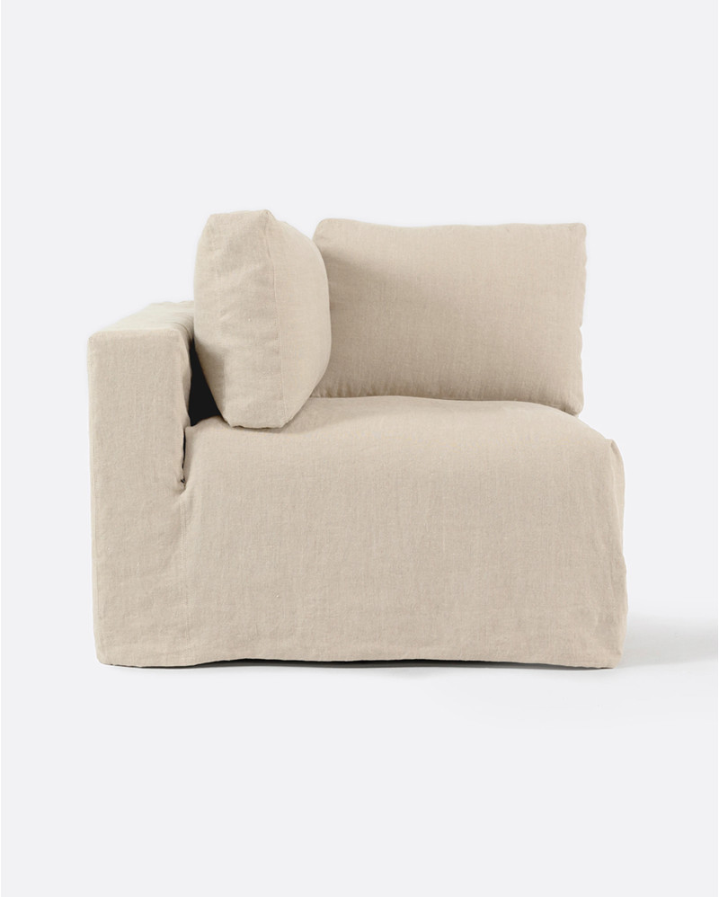 BEETHOVEN sofa end unit with cover in linen 100 x 100 x 80 cm in cross colour