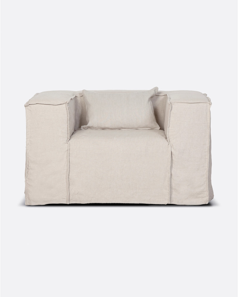 STROZZI 1-seater sofa with linen cover 120 x 95 x 65 cm in cross colour