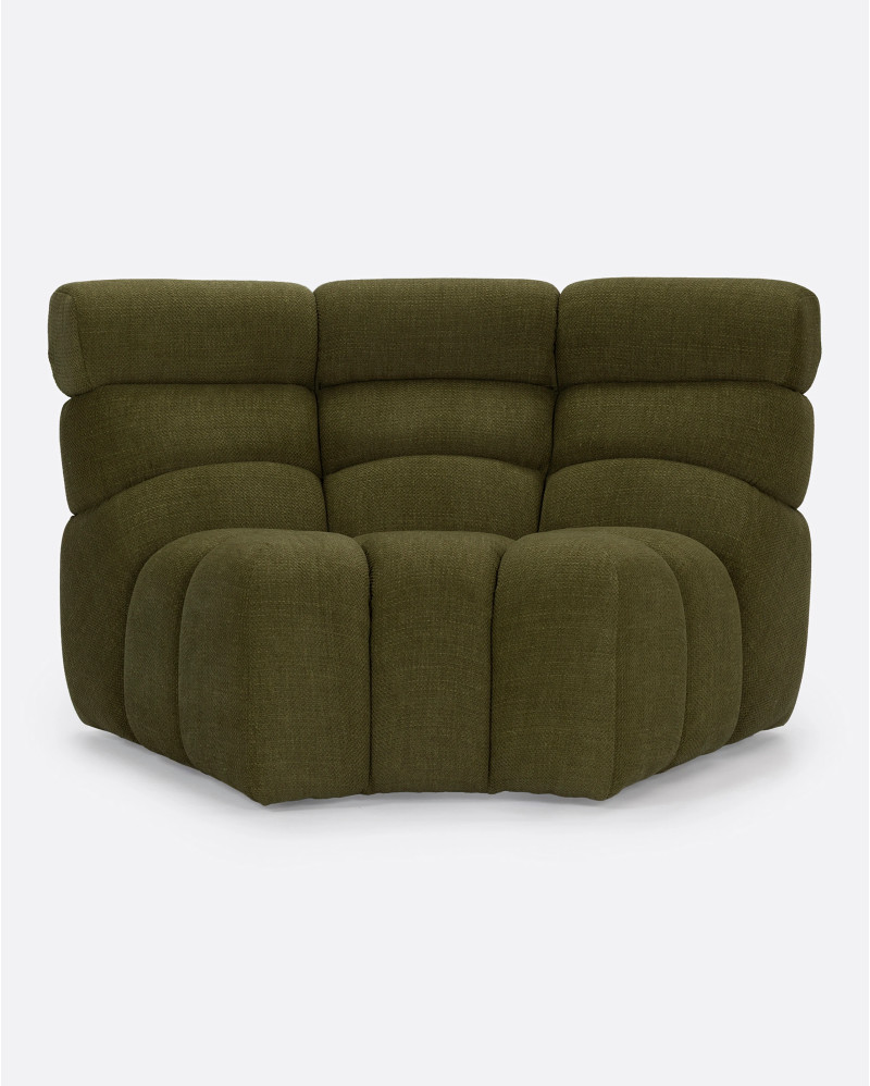 Sofá modular CHOPIN rinconero round de olefina reciclada 130 x 97 x 80 cm en color musgo