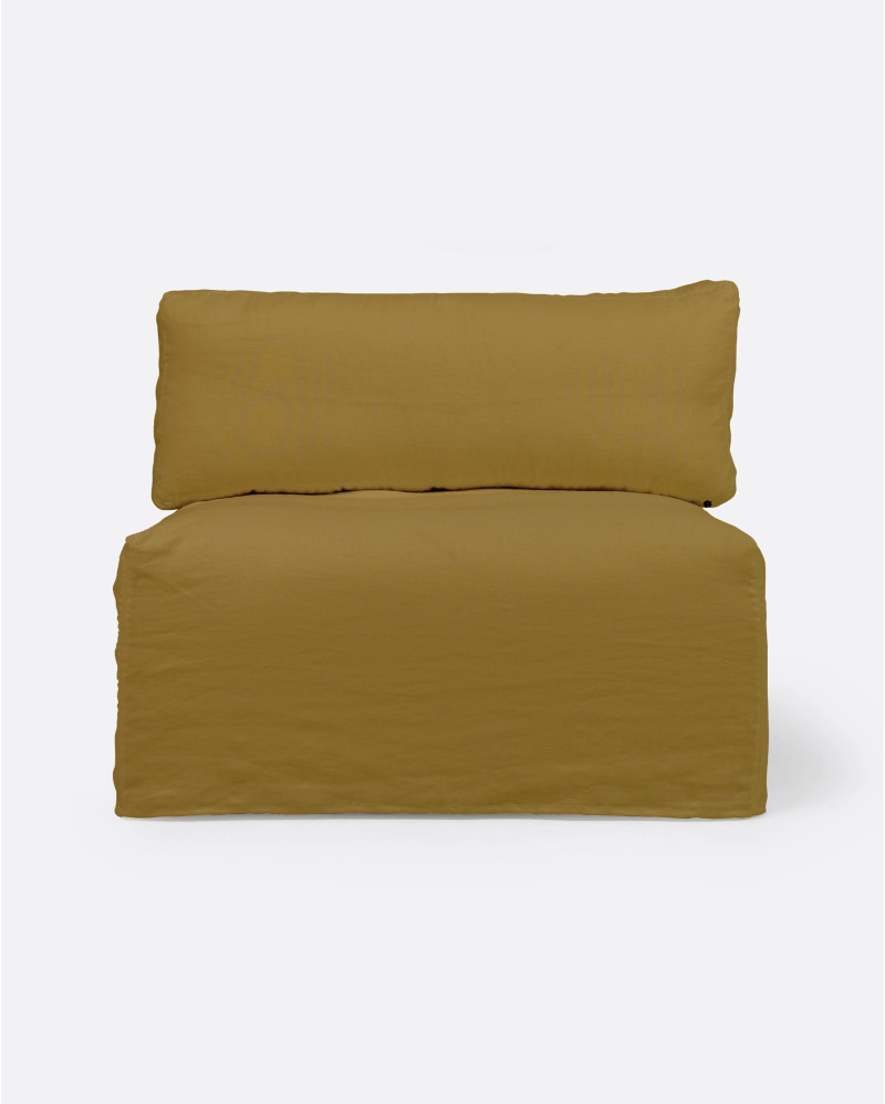 Canapé BEETHOVEN module central avec housse en lin 100 x 100 x 80 cm en couleur moutarde