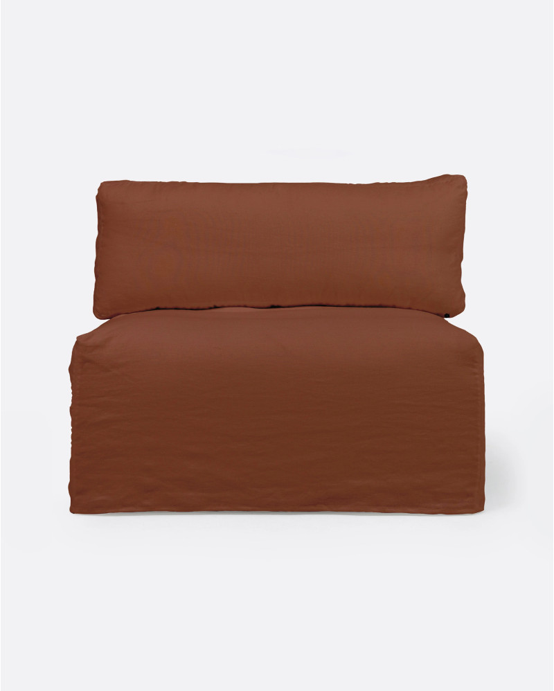 Canapé BEETHOVEN module central avec housse en lin 100 x 100 x 80 cm en couleur terre cuite