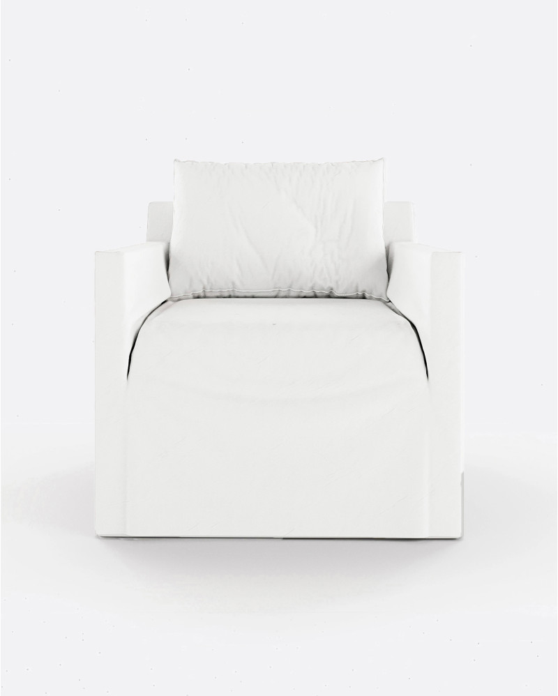 BEETHOVEN LINEAL 1-seater sofa in linen 80 x 88 x 94 cm white