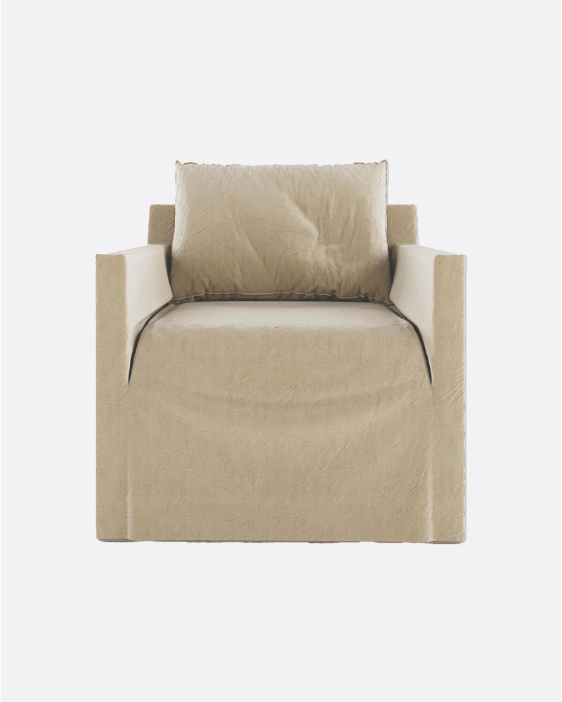BEETHOVEN LINEAL 1-seater sofa in linen 80 x 88 x 94 cm natural