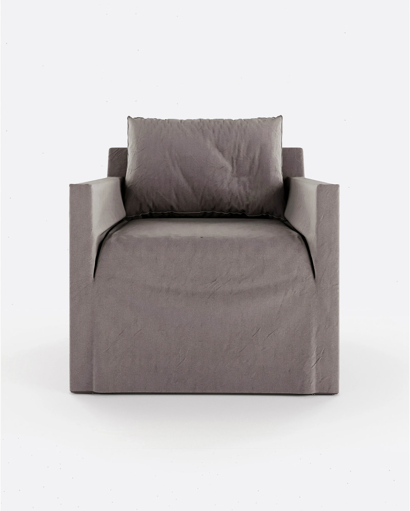 Sofá BEETHOVEN LINEAL 1P de lino 80 x 88 x 94 cm en color topo