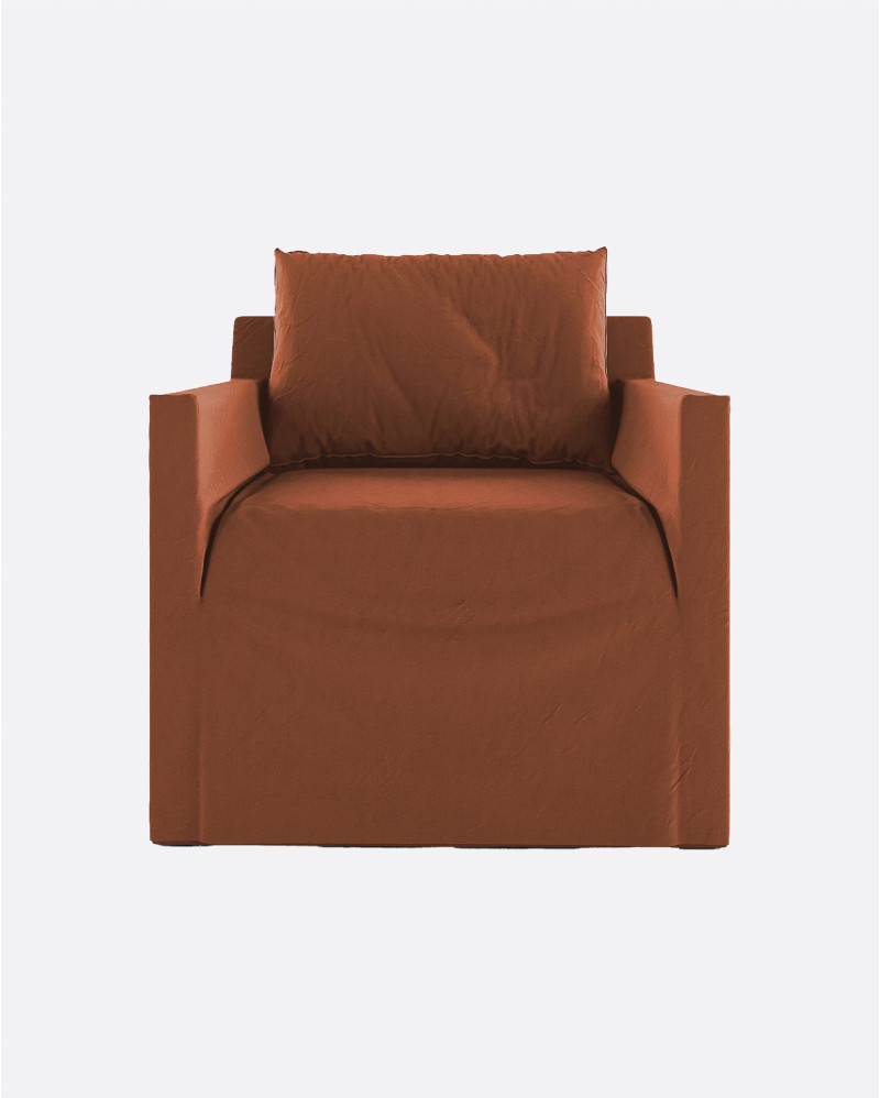 Sofá BEETHOVEN LINEAL 1P de lino 80 x 88 x 94 cm en color terracota