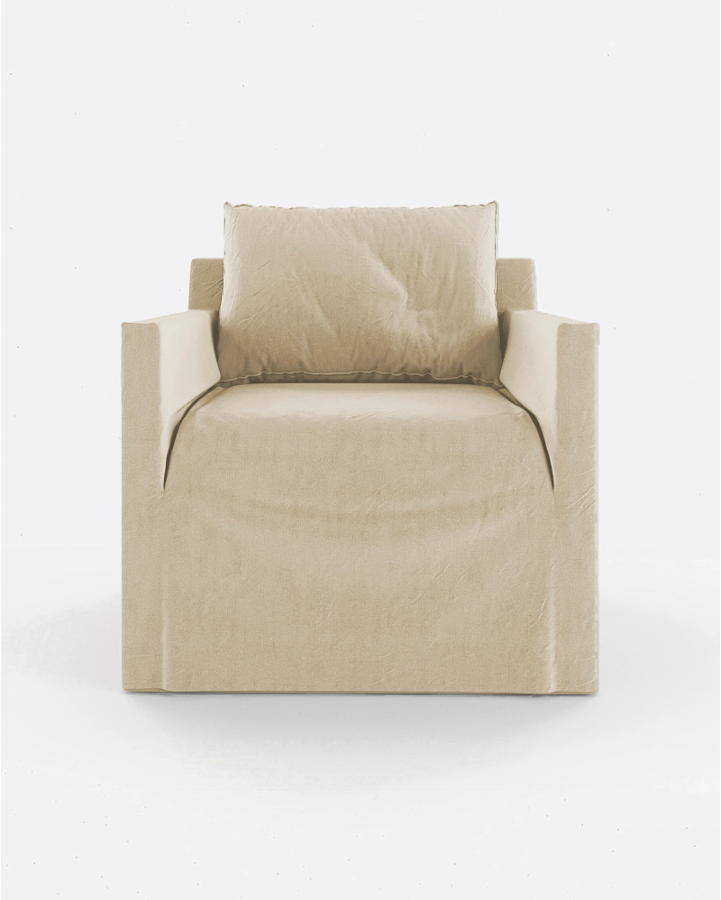 BEETHOVEN LINEAL 1-seater sofa in linen 80 x 88 x 94 cm cross