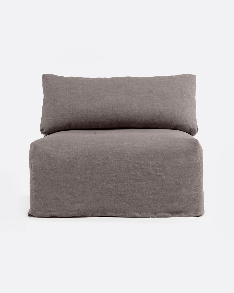 BEETHOVEN sofa central module with cover in linen 100 x 100 x 80 cm in taupe colour