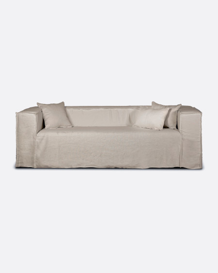 Sofa STROZZI 2/3-seater with linen cover 220 x 95 x 65 cm in natural colour