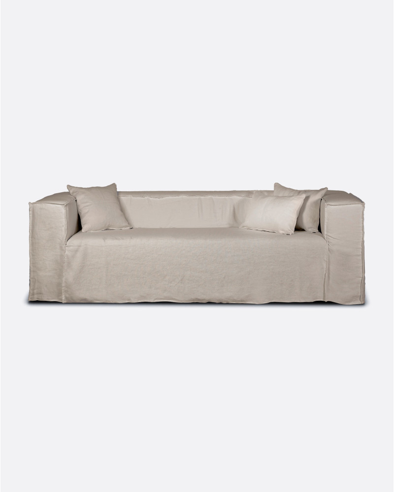 Sofa STROZZI 2/3-seater with linen cover 220 x 95 x 65 cm in natural colour