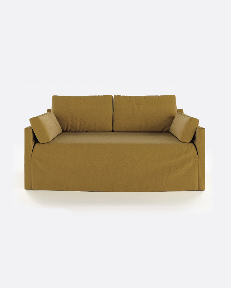 BEETHOVEN LINEAL canapé 2 places en lin 182 x 95 x 94 cm moutarde