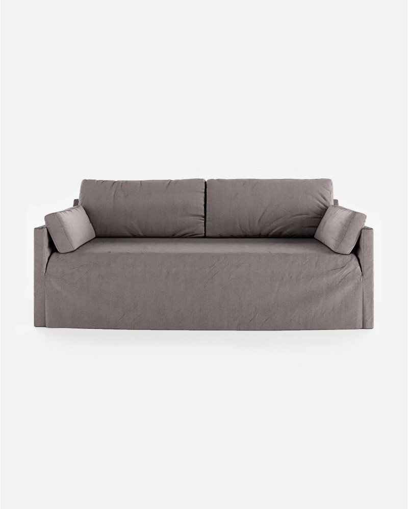 Sofá BEETHOVEN LINEAL 3P de lino 212 x 95 x 94 cm en color topo