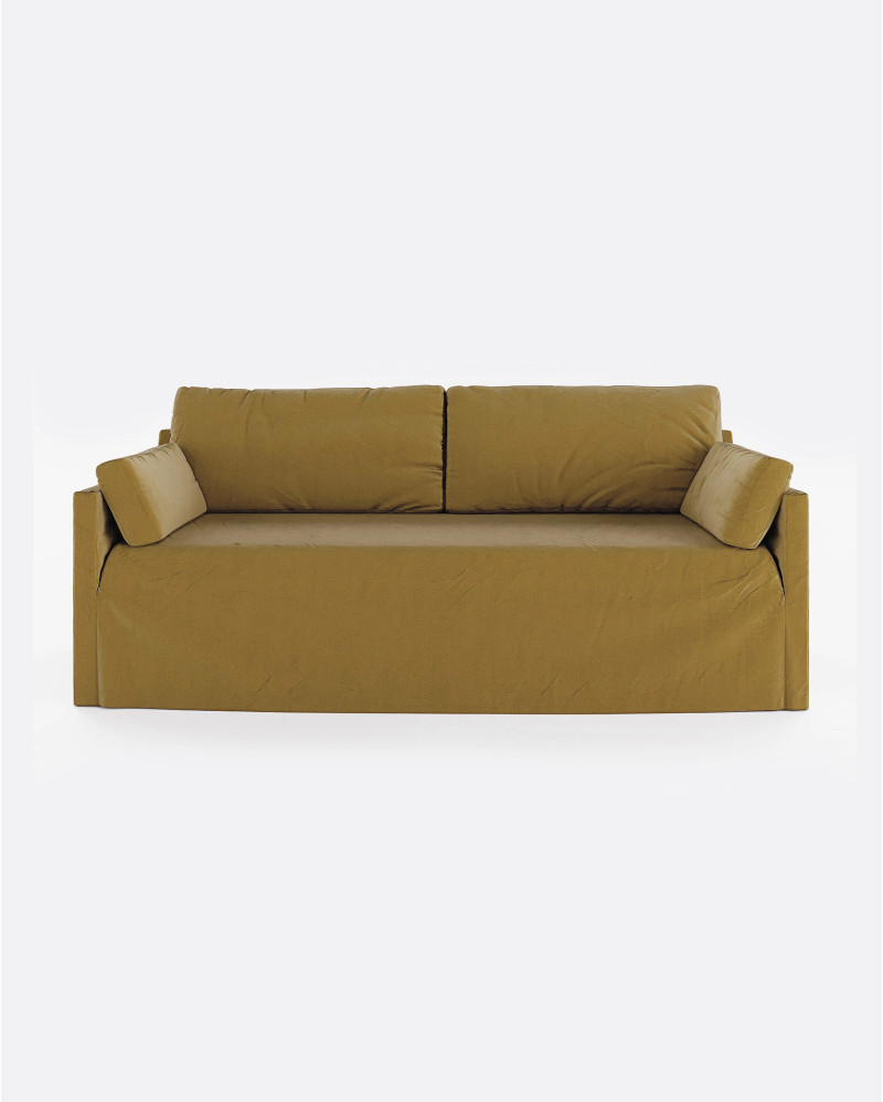BEETHOVEN LINEAL 3-seater sofa in linen 212 x 95 x 94 cm mustard