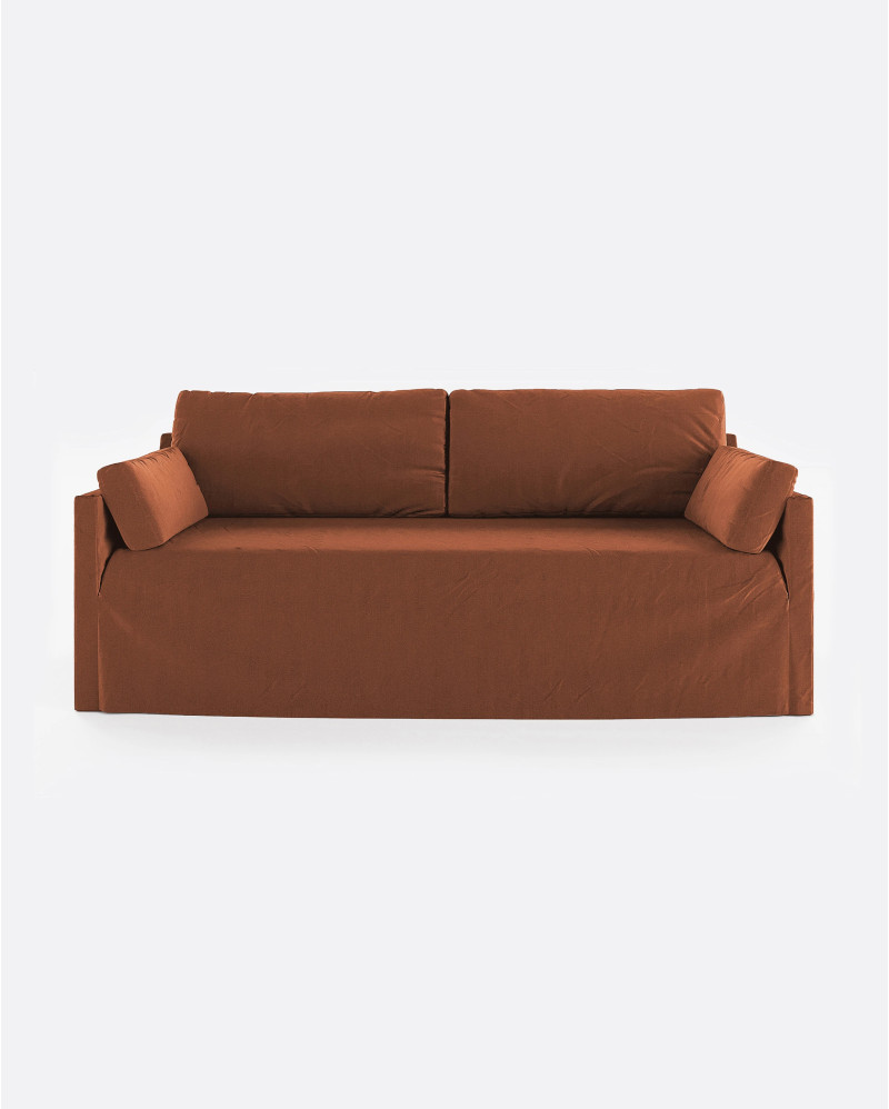 BEETHOVEN LINEAL 3-seater sofa in linen 212 x 95 x 94 cm terracotta