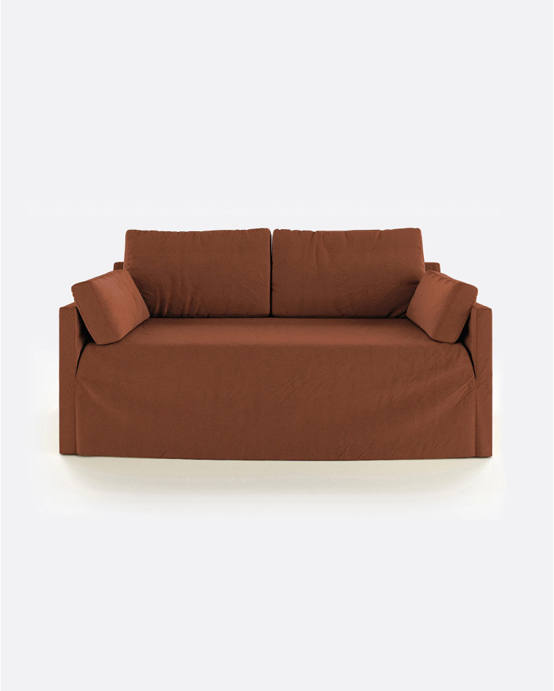 BEETHOVEN LINEAL 2-seater sofa in linen 182 x 95 x 94 cm terracotta