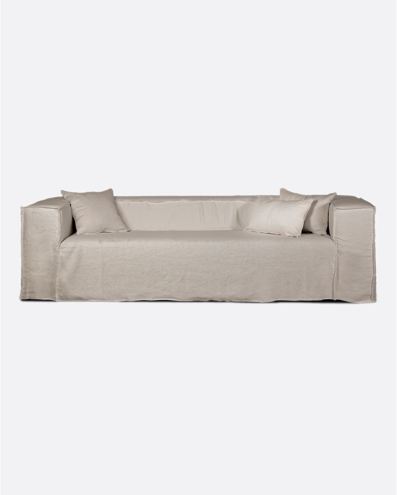 STROZZI 3/4-seater sofa with linen cover 260 x 95 x 65 cm in natural colour