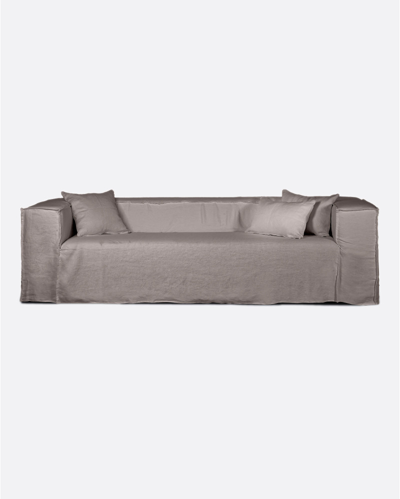STROZZI 3/4-seater sofa with linen cover 260 x 95 x 65 cm in taupe colour