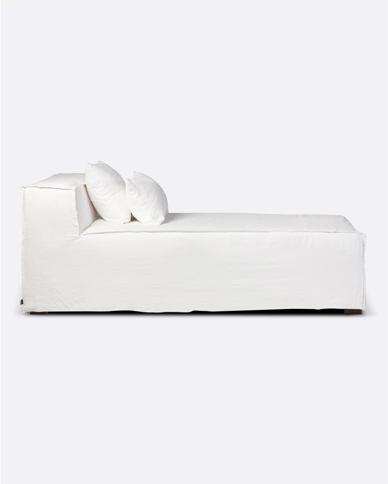 STROZZI chaise longue with linen cover 100 x 190 x 65 cm in white colour