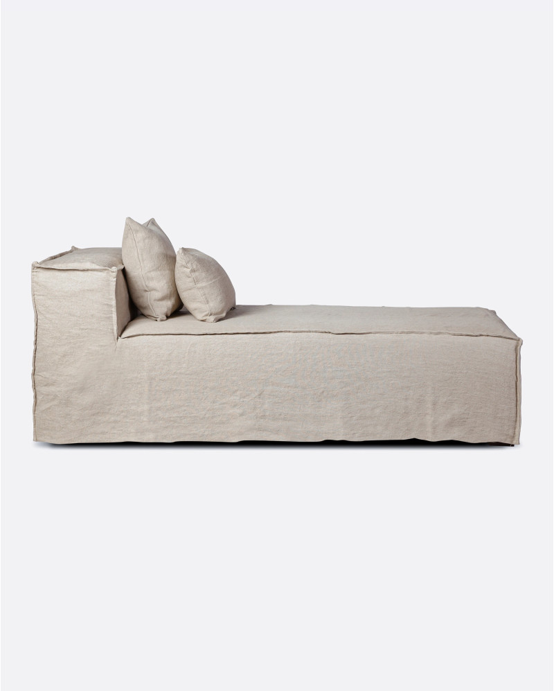 STROZZI chaise longue with linen cover 100 x 190 x 65 cm in natural colour