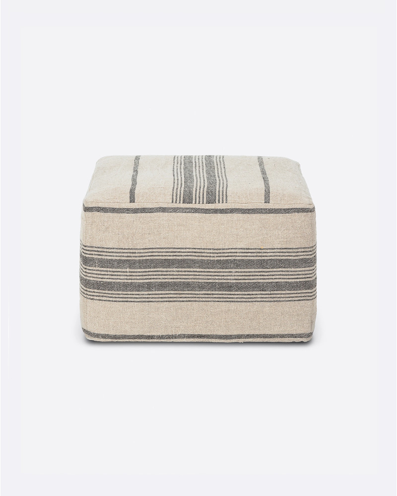 Puf ZIP con funda de lino 60 x 60 x 40 cm color natural