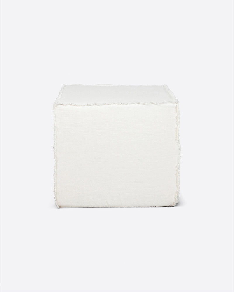 MUNNAR pouffe with linen cover 50 x 50 x 45 cm in white colour
