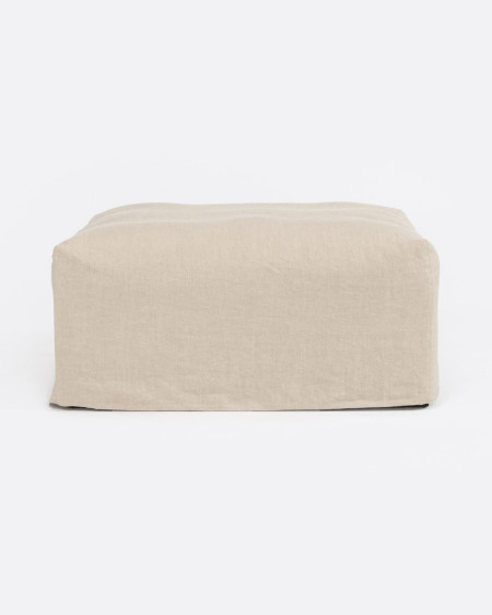 BEETHOVEN pouffe with cover in linen 100 x 100 x 45 cm in cross colour