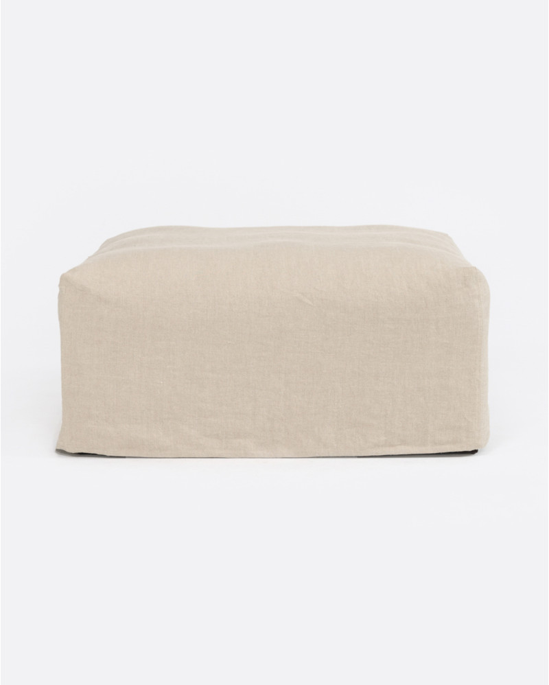 BEETHOVEN pouffe with cover in linen 100 x 100 x 45 cm in cross colour