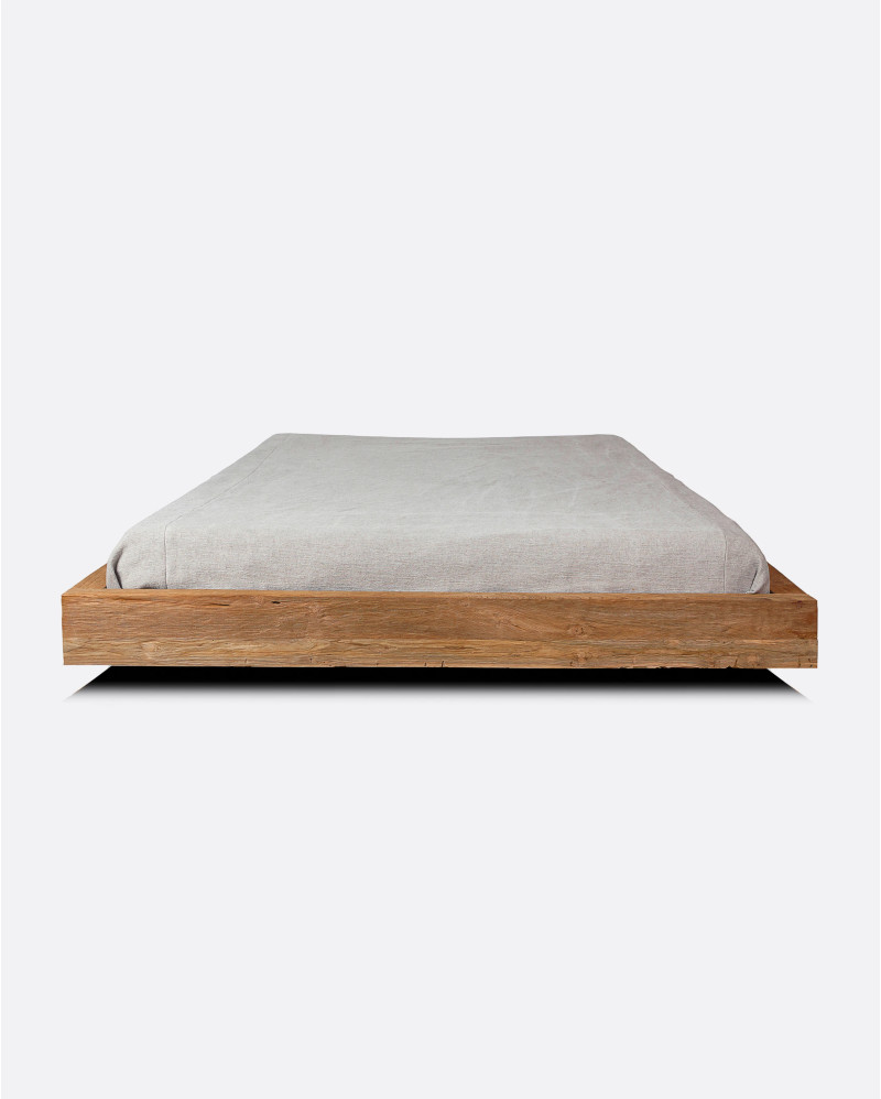 Estructura de cama SOLID de madera de teca reciclada 180 x 218 x 26 cm para colchón de 160 x 200 cm