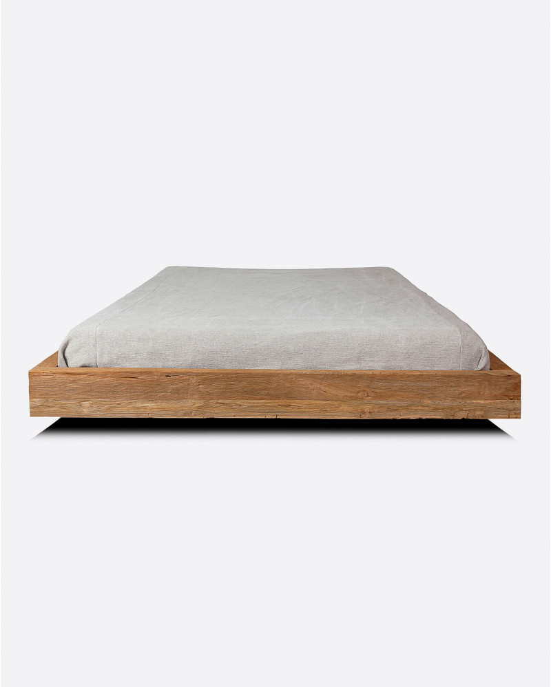 Cadre de lit SOLID en bois de teck recyclé 200 x 218 x 26 cm pour matelas 180 x 200 cm