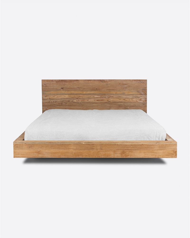 Cadre de lit NORI en bois de teck recyclé 180 x 223 x 90 cm pour matelas 160 x 200 cm