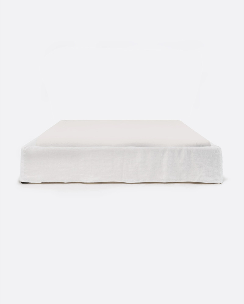 BEETHOVEN upholstered bed base 170 x 220 x 25 cm for mattress 160 x 200 cm in white color