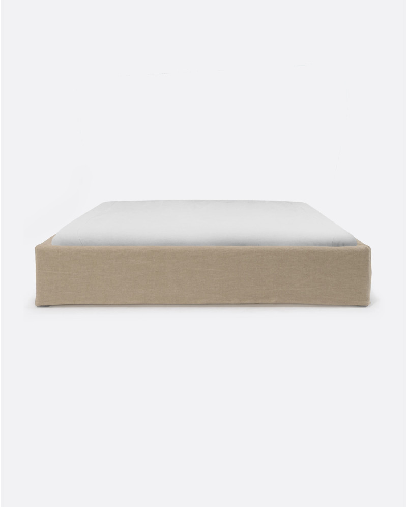 BEETHOVEN upholstered bed base 170 x 220 x 25 cm for mattress 160 x 200 cm in natural color