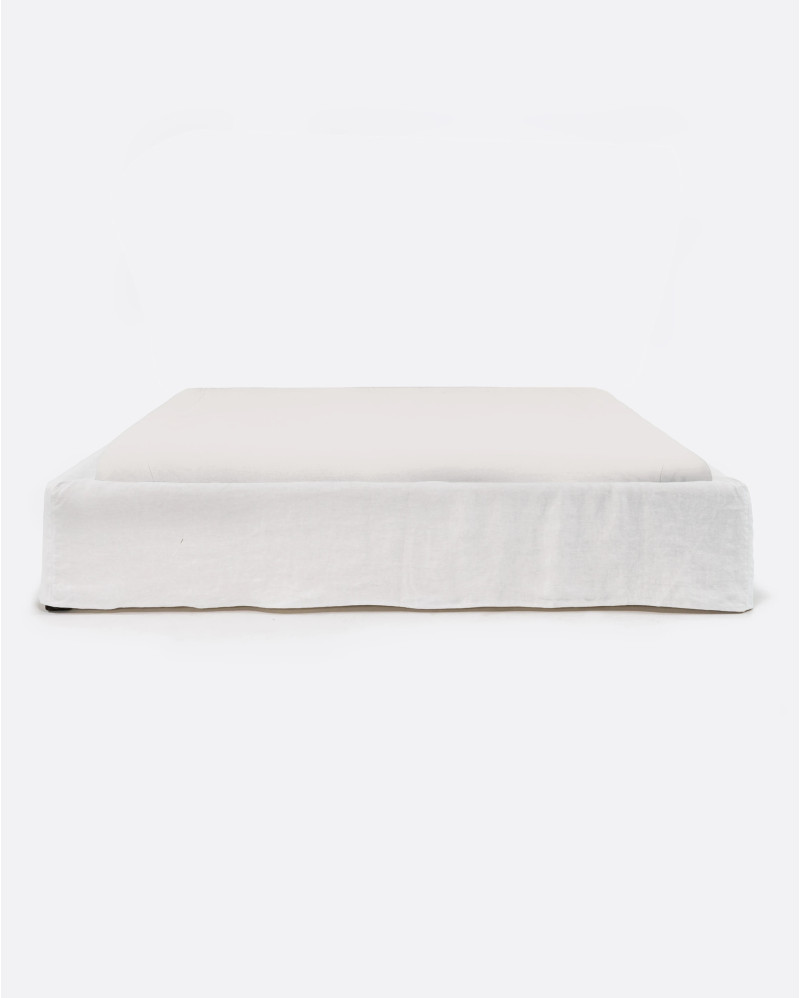 BEETHOVEN upholstered bed base 190 x 220 x 25 cm for mattress 180 x 200 cm in white color