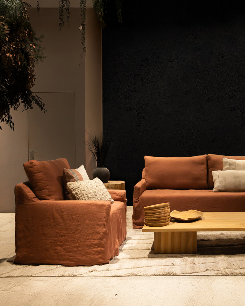 Sofá BEETHOVEN LINEAL 1P de lino 80 x 88 x 94 cm en color blanco