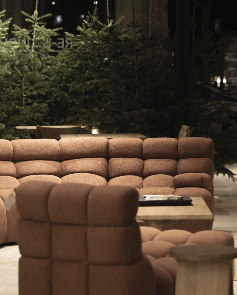 CHOPIN modular round corner sofa in recycled olefin 130 x 97 x 80 cm in terracotta colour