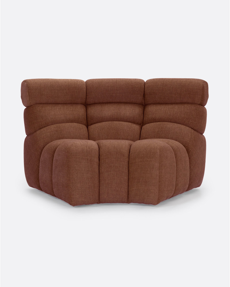 CHOPIN modular round corner sofa in recycled olefin 130 x 97 x 80 cm in terracotta colour