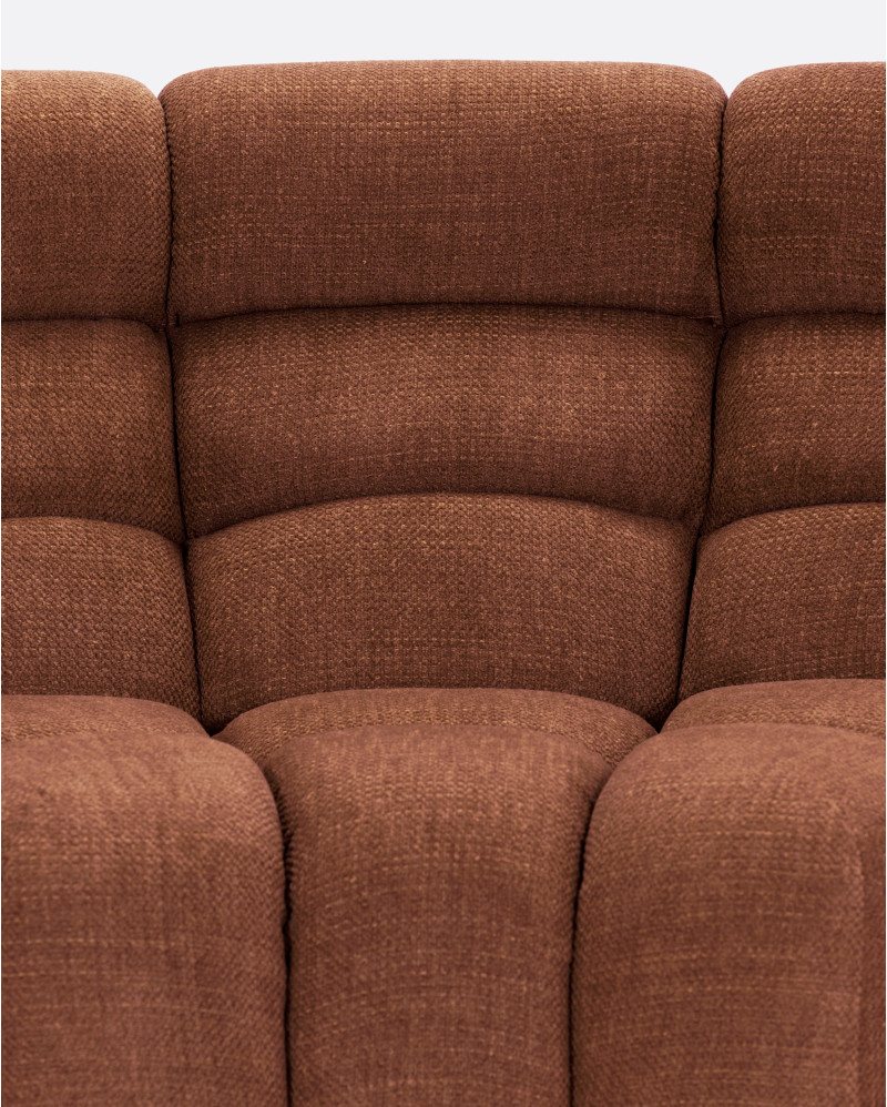 CHOPIN modular round corner sofa in recycled olefin 130 x 97 x 80 cm in terracotta colour