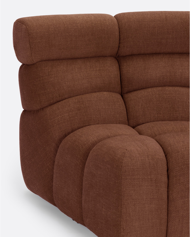 CHOPIN modular round corner sofa in recycled olefin 130 x 97 x 80 cm in terracotta colour