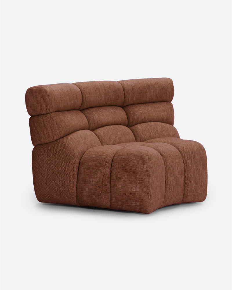 CHOPIN modular round corner sofa in recycled olefin 130 x 97 x 80 cm in terracotta colour