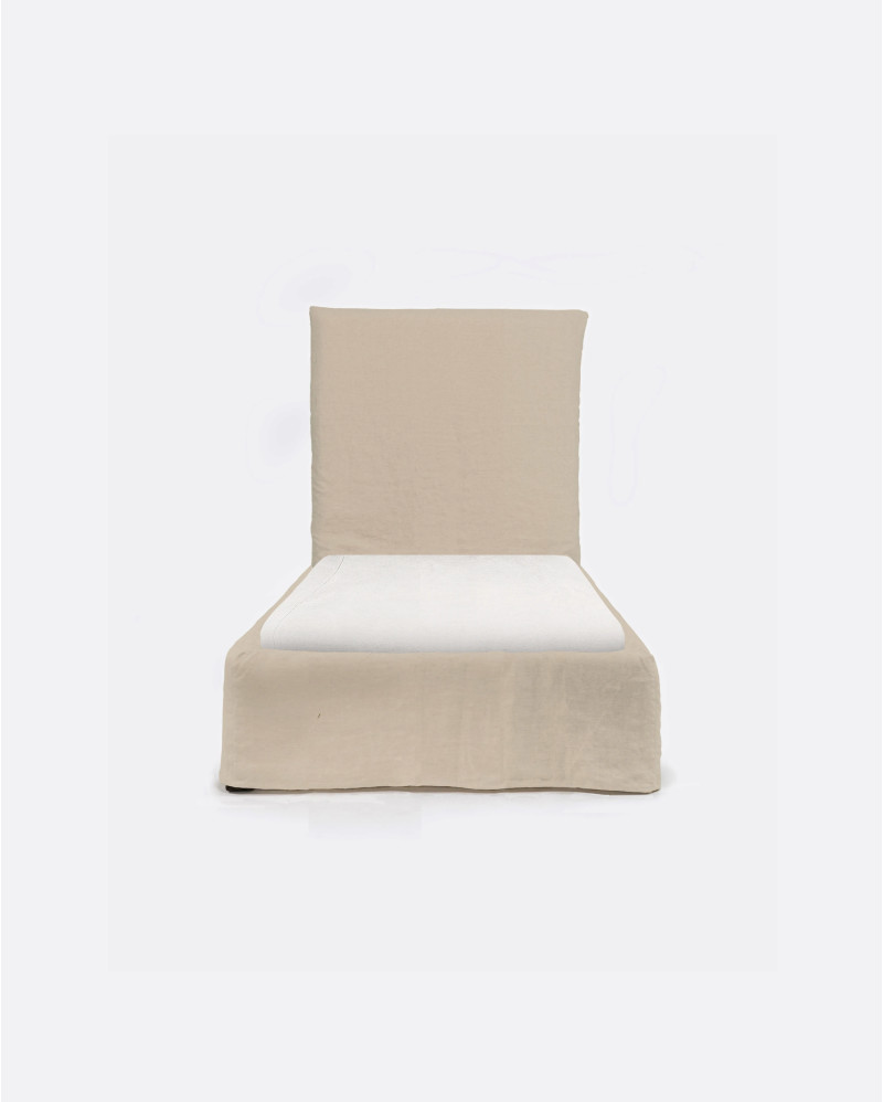 Lit BEETHOVEN pour matelas simple 90 x 200 cm et housse en lin cross