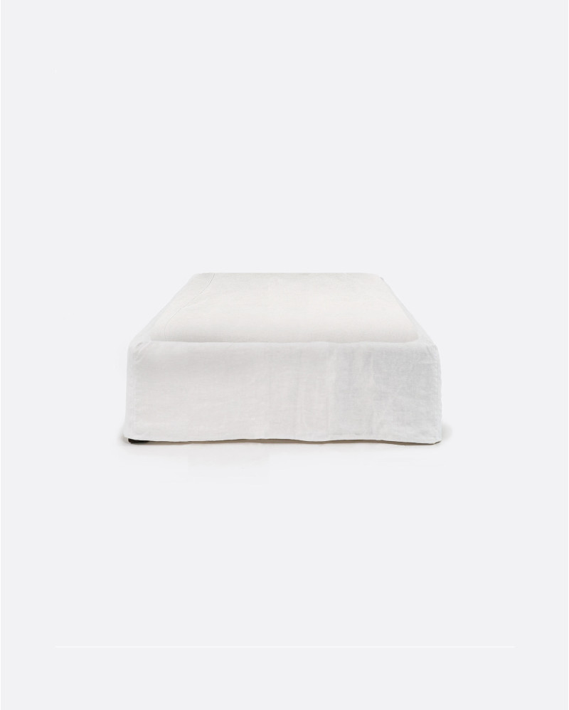 BEETHOVEN linen bed frame 110 x 220 x 25 cm for single mattress 90 x 200 cm in white color