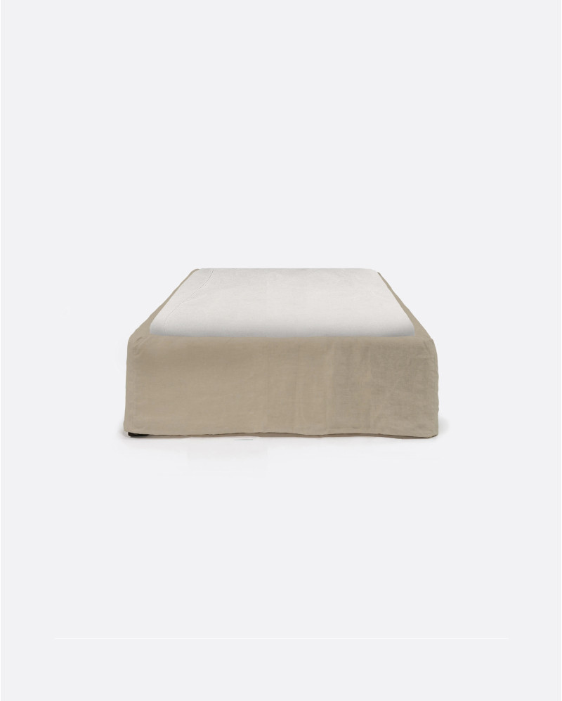 BEETHOVEN linen bed frame 110 x 220 x 25 cm for single mattress 90 x 200 cm in natural color