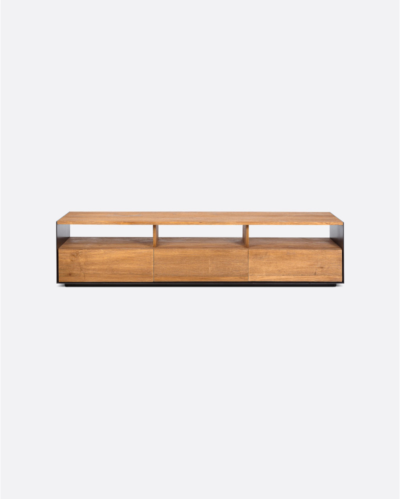 Meuble TV GEOX en bois de teck recyclé et fer 180 x 40 x 40 cm