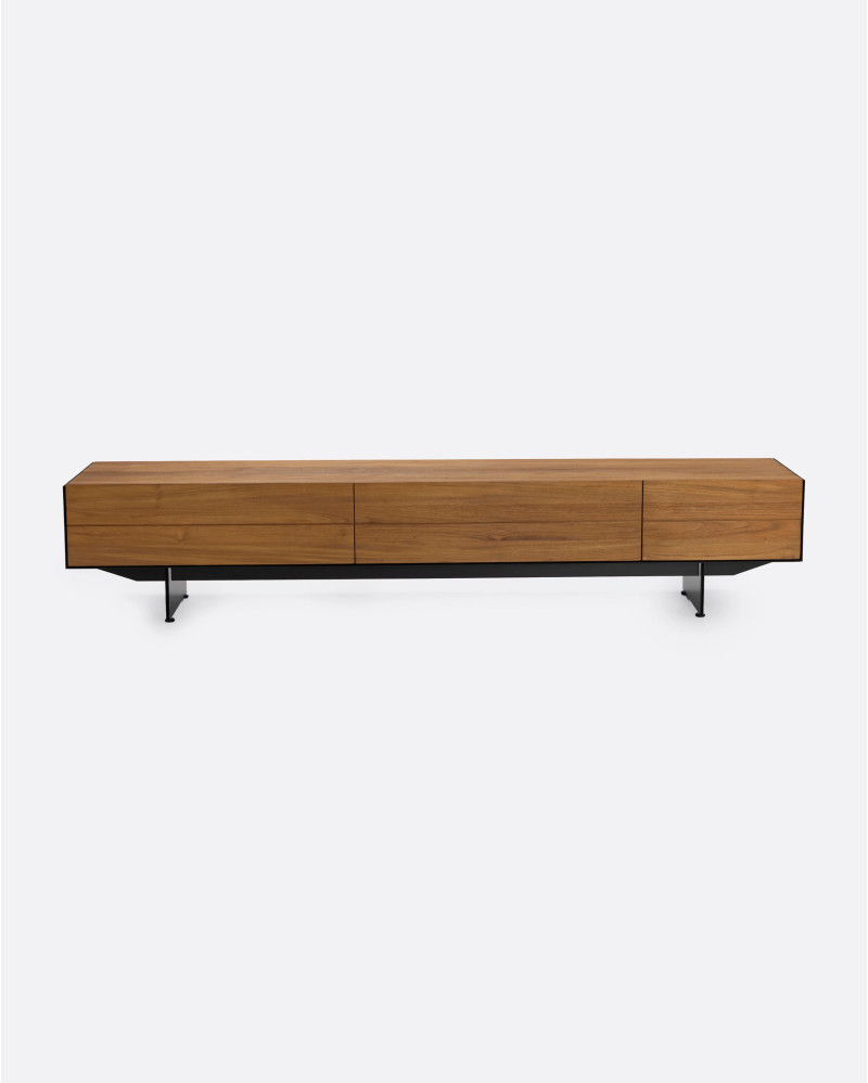 GEOX TV stand in recycled teak wood and iron 230 x 50 x 45 cm