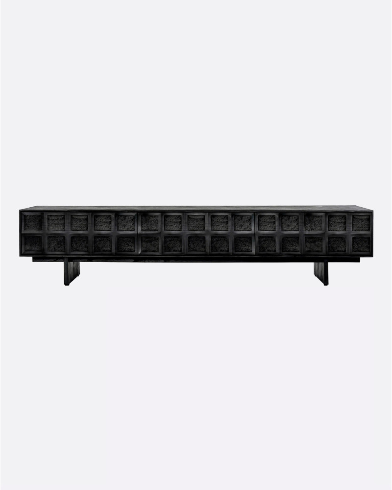 Meuble TV RIJAL en bois de teck recyclé 240 x 45 x 51 cm en couleur noire